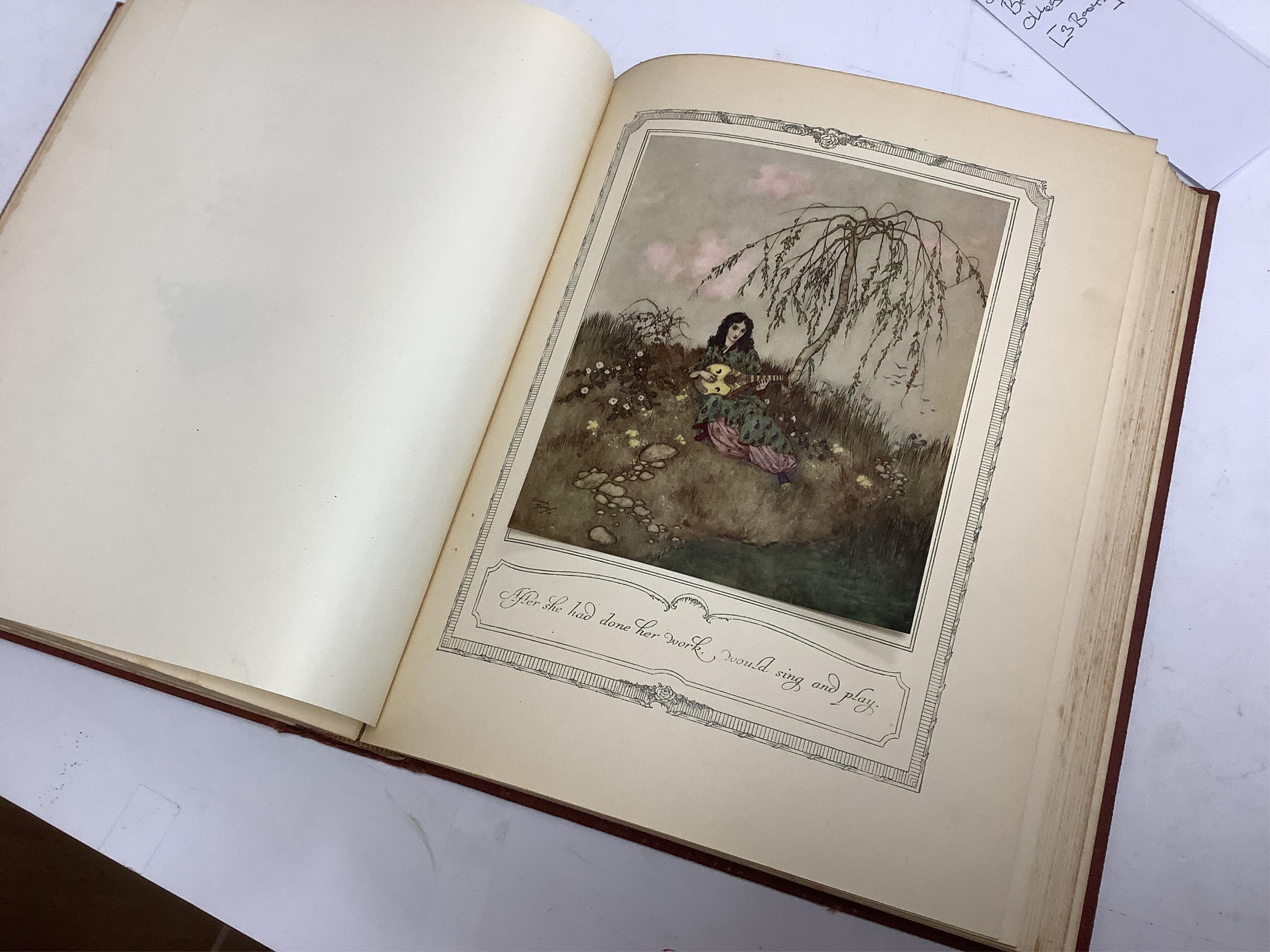 Quiller-Couch, Arthur - The Sleeping Beauty and other Fairy Tales ... decorated title, 30 coloured and mounted plates with captioned guards, text decorations (by Edmund Dulac); publisher's gilt pictorial morocco, 4to. Ho